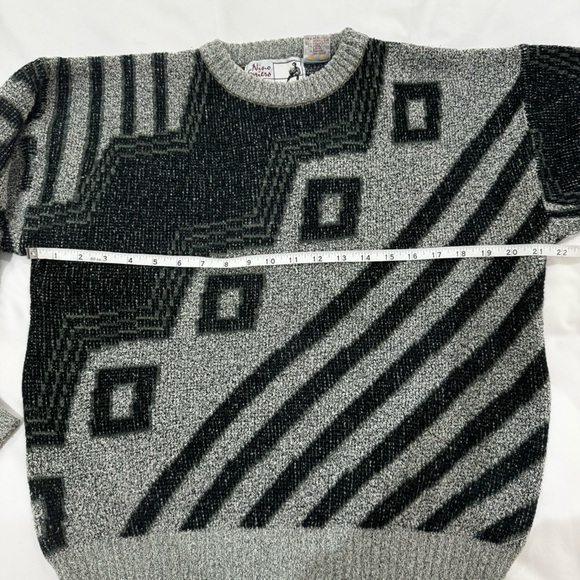 VINTAGE 80s/90s Nino Foriero geometric grey sweater - S - Picture 7 of 10